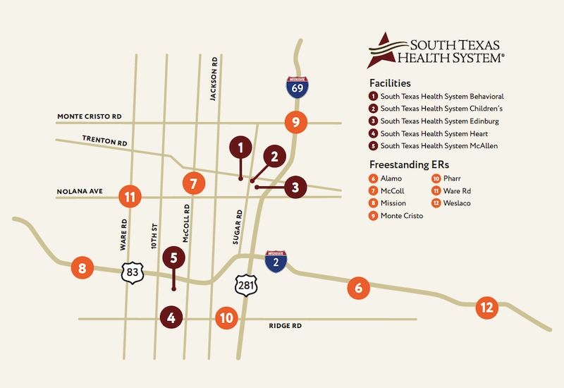 Map of South Texas Health System facilities