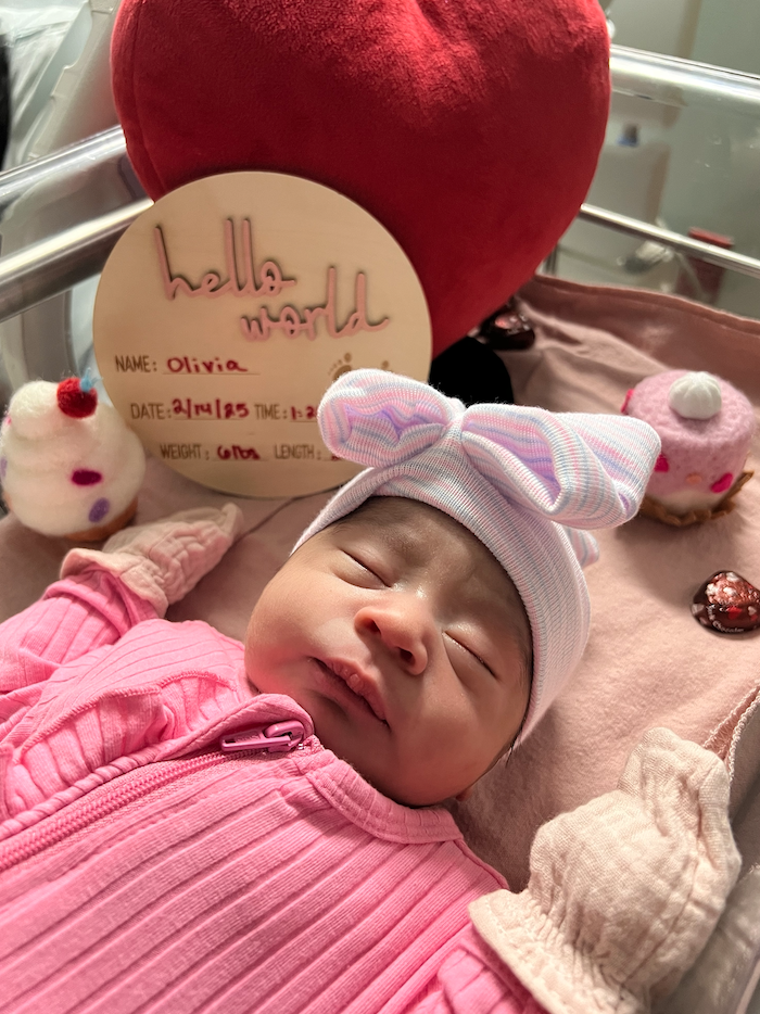 Olivia, born on Valentine's Day