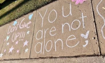 Chalk art on a sidewalk