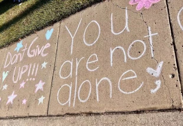 Chalk art on a sidewalk