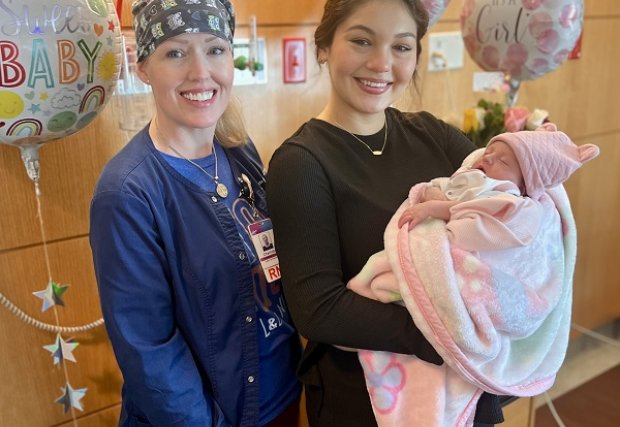 STHS Mcallen Delivery Nurse, mom Miranda Cano and Baby Celine